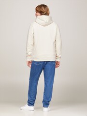 Tommy Jeans Cream Regular 100% Cotton Classic Logo Hoodie - Image 3 of 7