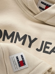 Tommy Jeans Cream Regular 100% Cotton Classic Logo Hoodie - Image 7 of 7