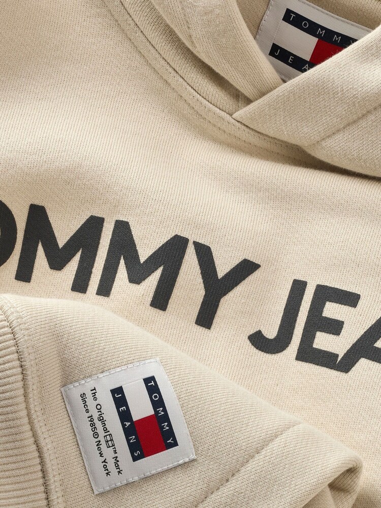Tommy Jeans Cream Regular 100% Cotton Classic Logo Hoodie - Image 7 of 7
