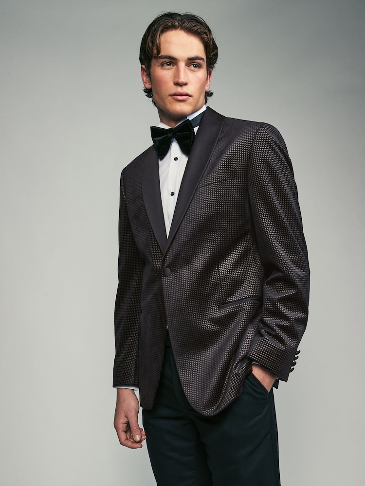 Black/Gold Velvet Printed Blazer - Image 1 of 10