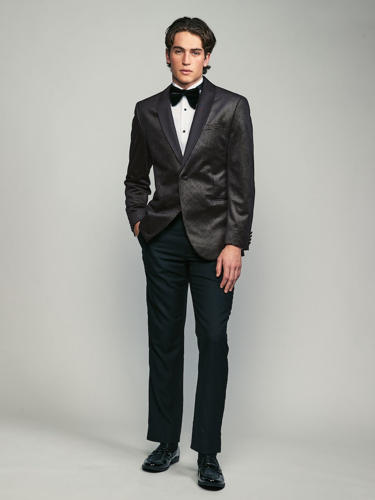Black/Gold Velvet Printed Blazer - Image 2 of 10