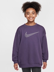 Nike Purple Raisin Oversized Shine Crew Sweatshirt - Image 1 of 4