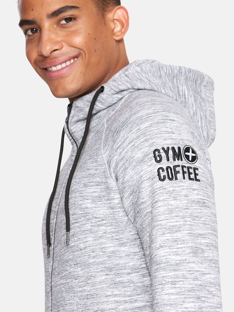 Gym + Coffee Grey Mens Fleck Hoodie - Image 7 of 7