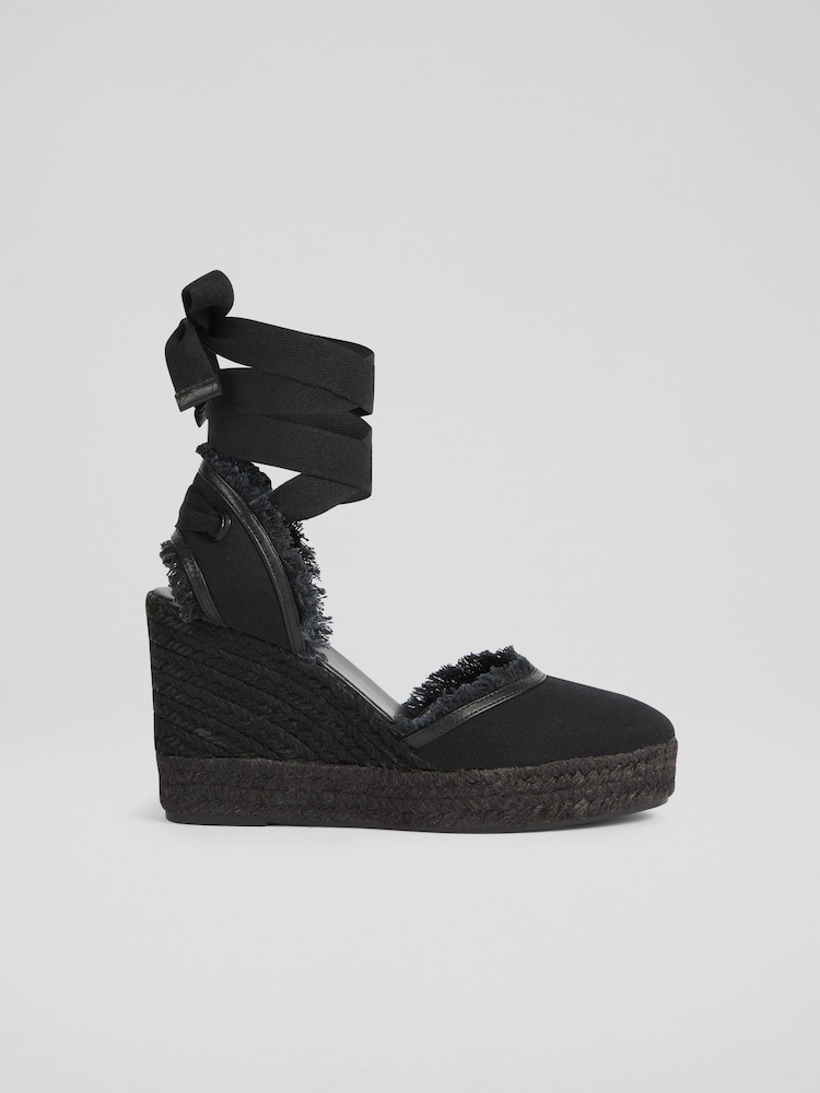 črna - LK Bennett Sofia Canvas Espadrille čevlji s polno peto - Slika 1 iz 4