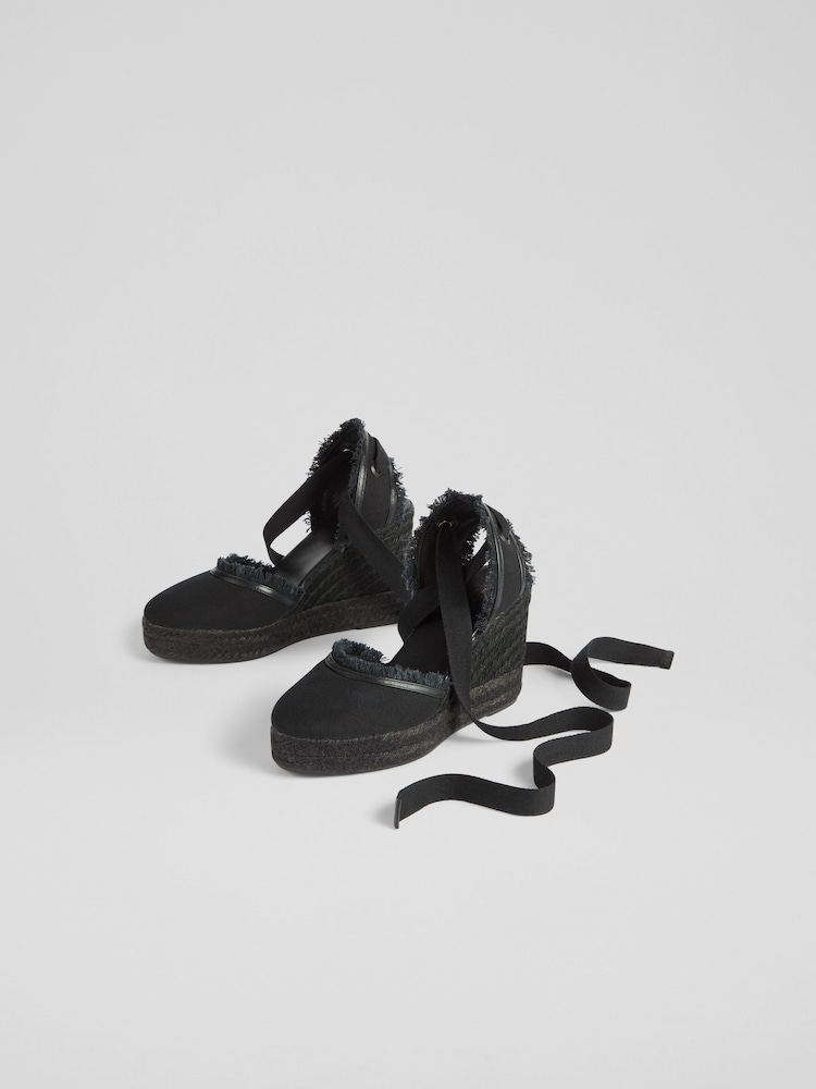 LK Bennett Black Sofia Canvas Espadrille Wedges - Image 2 of 4 LK Bennett Black Sofia Canvas Espadrille Wedges - Image 2 of 4