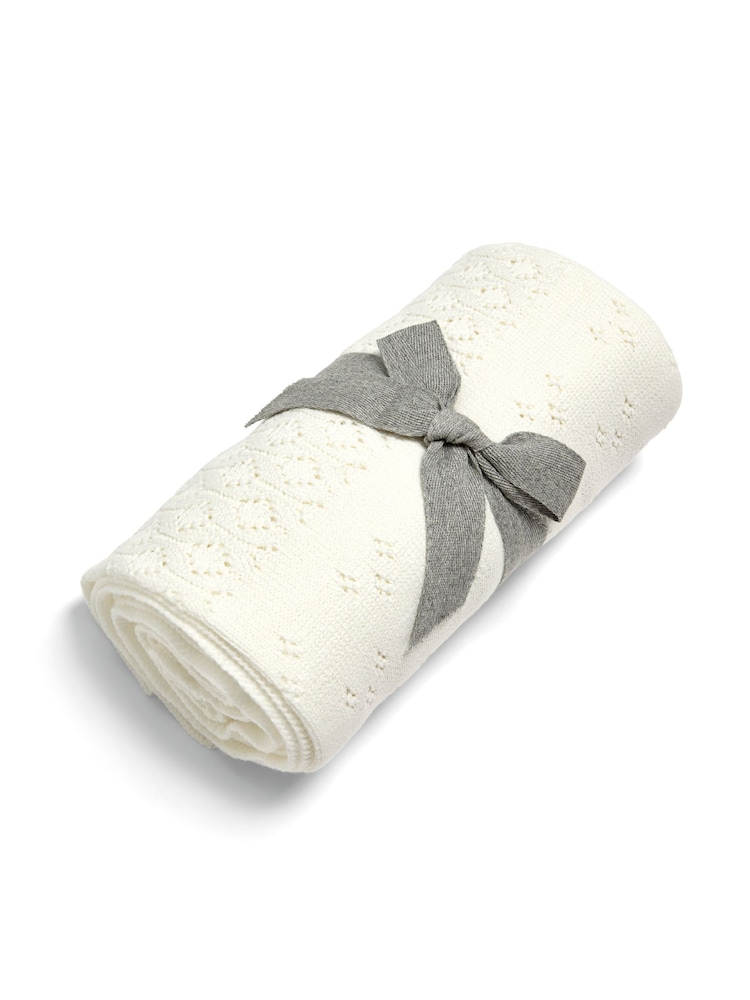 Mamas & Papas Cream Small Knitted Blanket Pointelle - Image 3 of 3