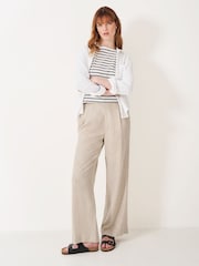 Crew Clothing Natural Linen Blend Wide Leg Trousers - Image 1 of 5