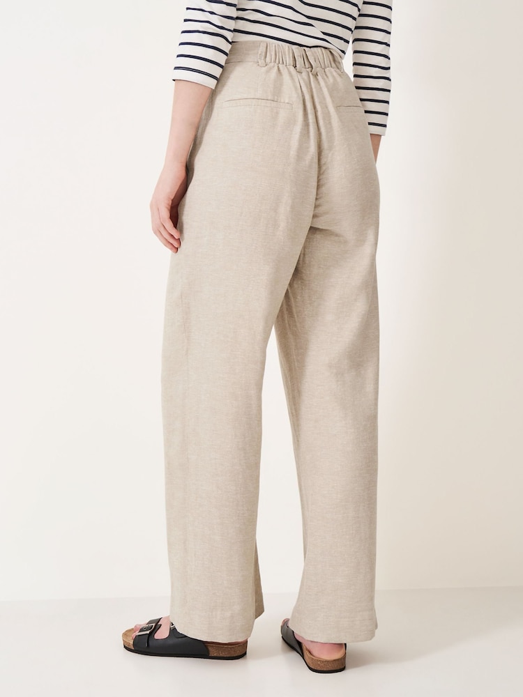 Crew Clothing Natural Linen Blend Wide Leg Trousers - Image 2 of 5