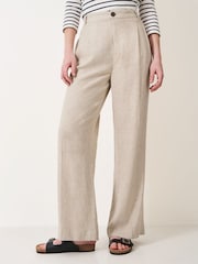 Crew Clothing Natural Linen Blend Wide Leg Trousers - Image 3 of 5