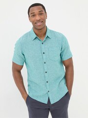 FatFace Bugle Teal Green Linen Cotton Shirt - Image 1 of 5