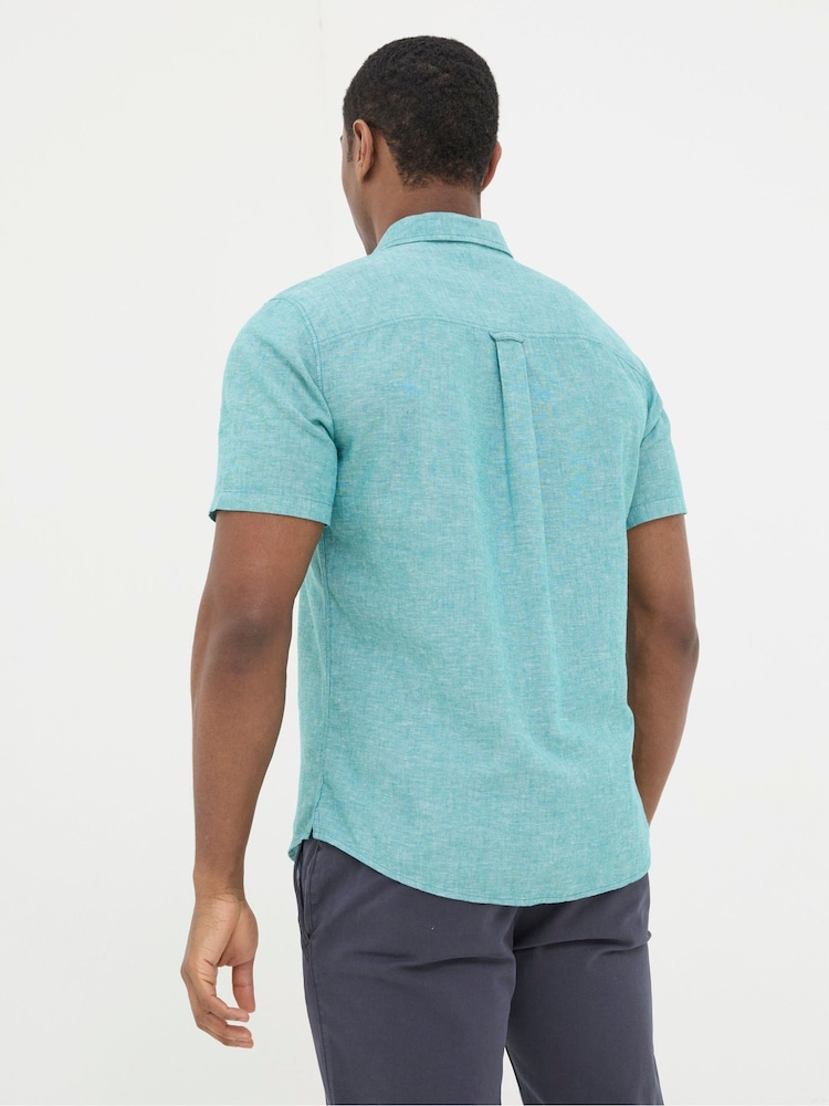 FatFace Bugle Teal Green Linen Cotton Shirt - Image 2 of 5