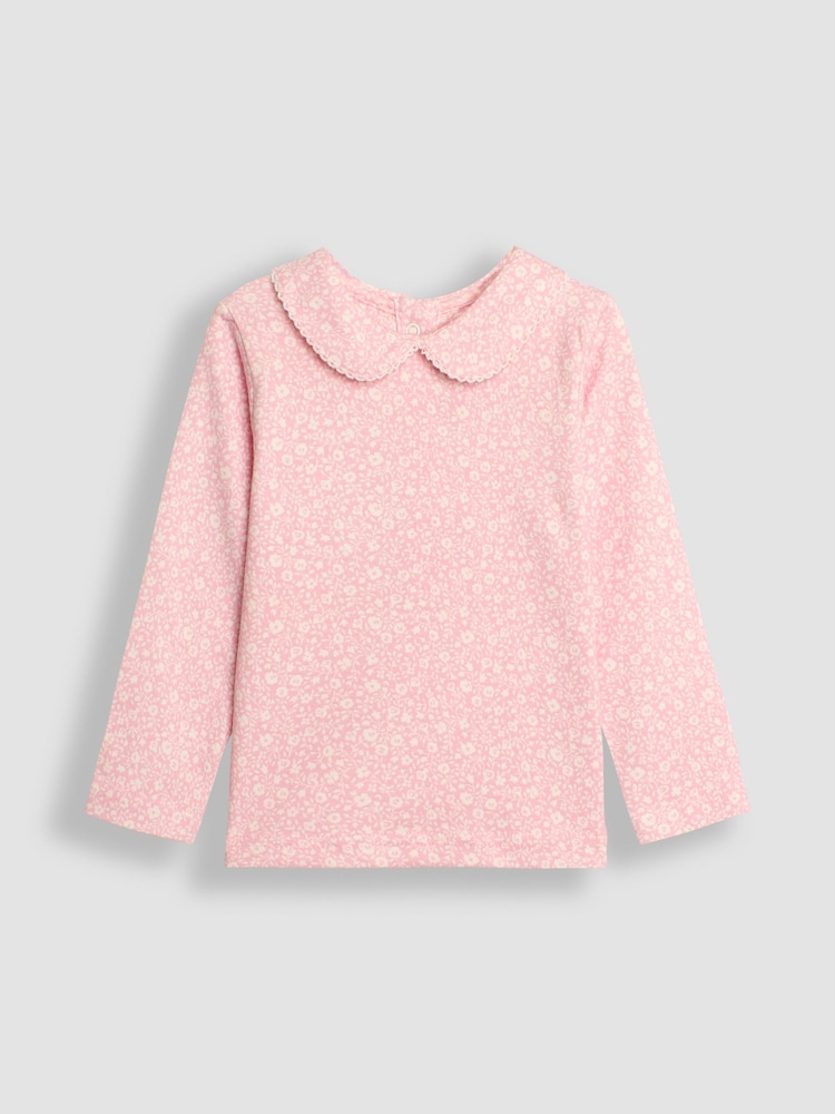 Rose rožnata - Jojo Maman Bébé 2-pack ditsy rožast vzorec Peter Pan topi - Slika 1 iz 3