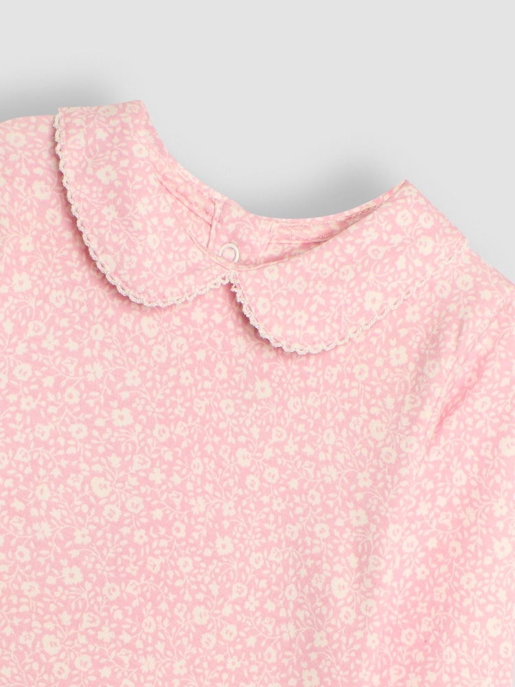 JoJo Maman Bébé Rose Pink 2-Pack Ditsy Floral Peter Pan Tops - Image 10 of 10