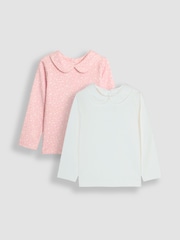 JoJo Maman Bébé Rose Pink 2-Pack Ditsy Floral Peter Pan Tops - Image 6 of 10