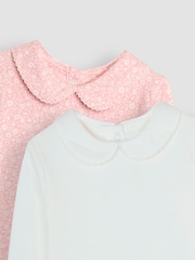 JoJo Maman Bébé Rose Pink 2-Pack Ditsy Floral Peter Pan Tops - Image 7 of 10