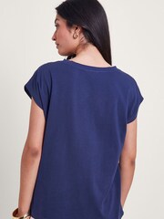Синий - Monsoon Garcia Cutwork 100% Cotton T-Shirt - Изображение 3 из 4