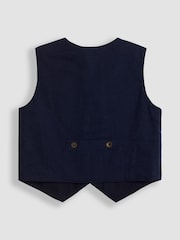 JoJo Maman Bébé Navy Houndstooth Waistcoat Shirt and Trousers Set - Image 5 of 9