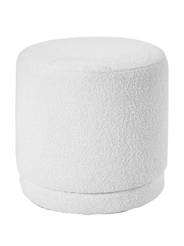 Pacific White Sassari Bouclé Cylinder Pouffe - Image 2 of 6