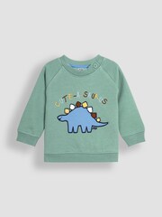 JoJo Maman Bébé Khaki Dinosaur Applique Sweatshirt & Jogger Set - Image 2 of 5