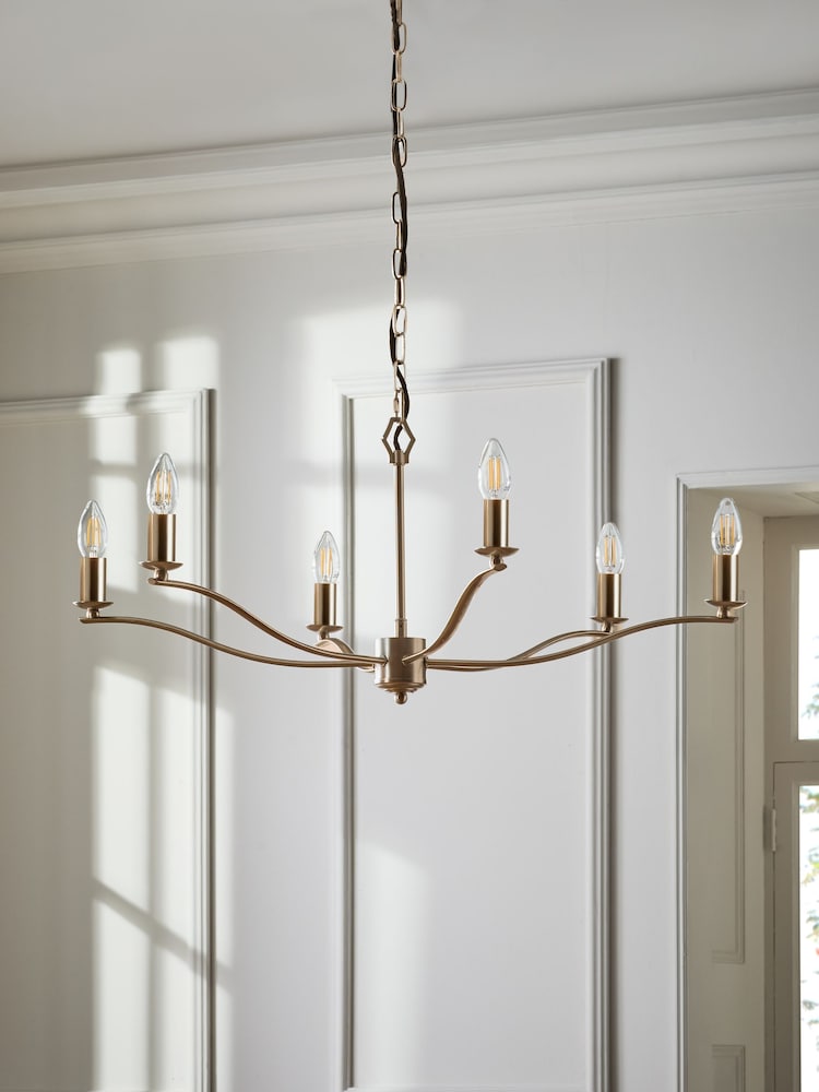 Brushed Chrome Chartwell 6 Light Chandelier Light Fitting - Image 2 of 7