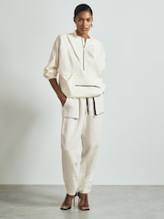 Reiss White Victoria Linen Blend Hooded Sports Jacket - Image 1 of 6