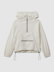 Reiss White Victoria Linen Blend Hooded Sports Jacket - Image 2 of 6