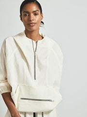 Reiss White Victoria Linen Blend Hooded Sports Jacket - Image 3 of 6