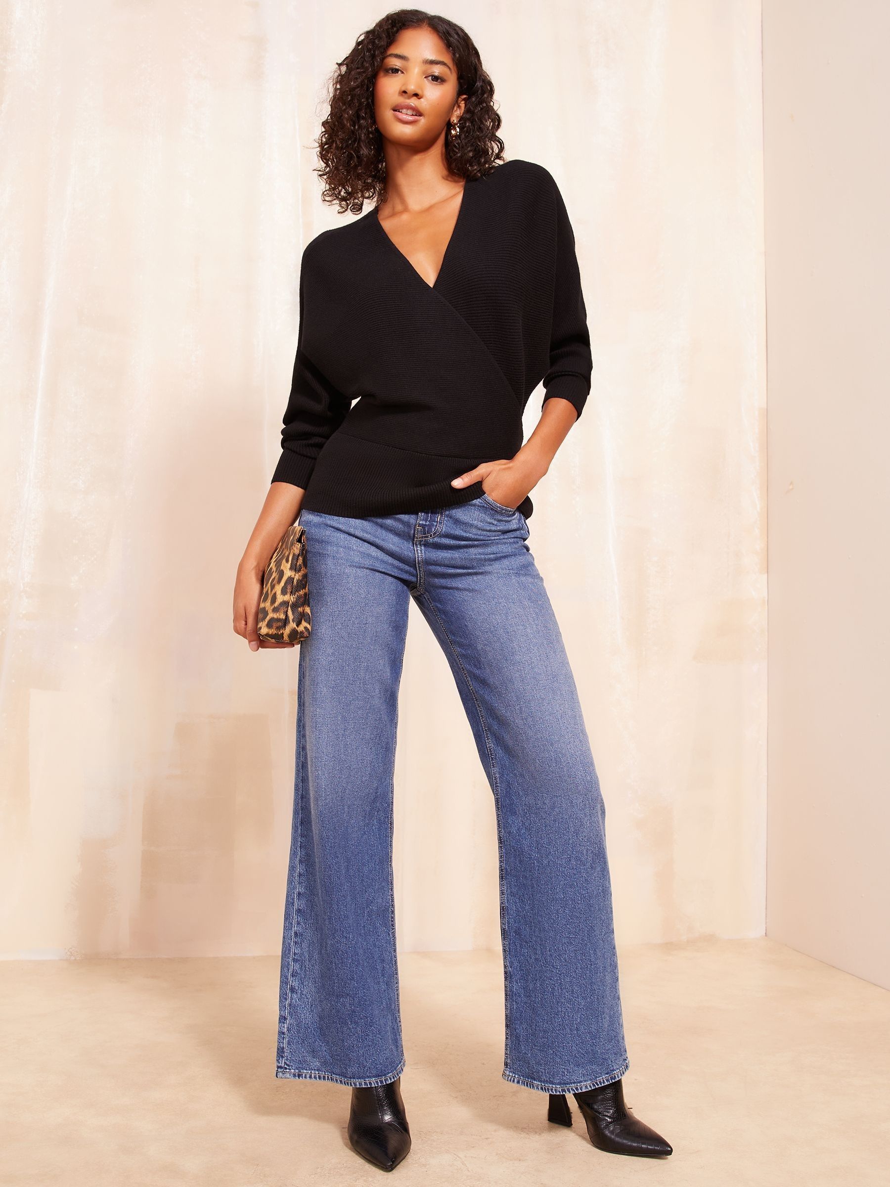 Buy Friends Like These Black Knitted Rib Batwing Jumper from Next USA