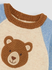 JoJo Maman Bébé Natural Bear Colour Block Lambswool Jumper - Image 3 of 6