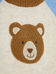 JoJo Maman Bébé Natural Bear Colour Block Lambswool Jumper - Image 4 of 6