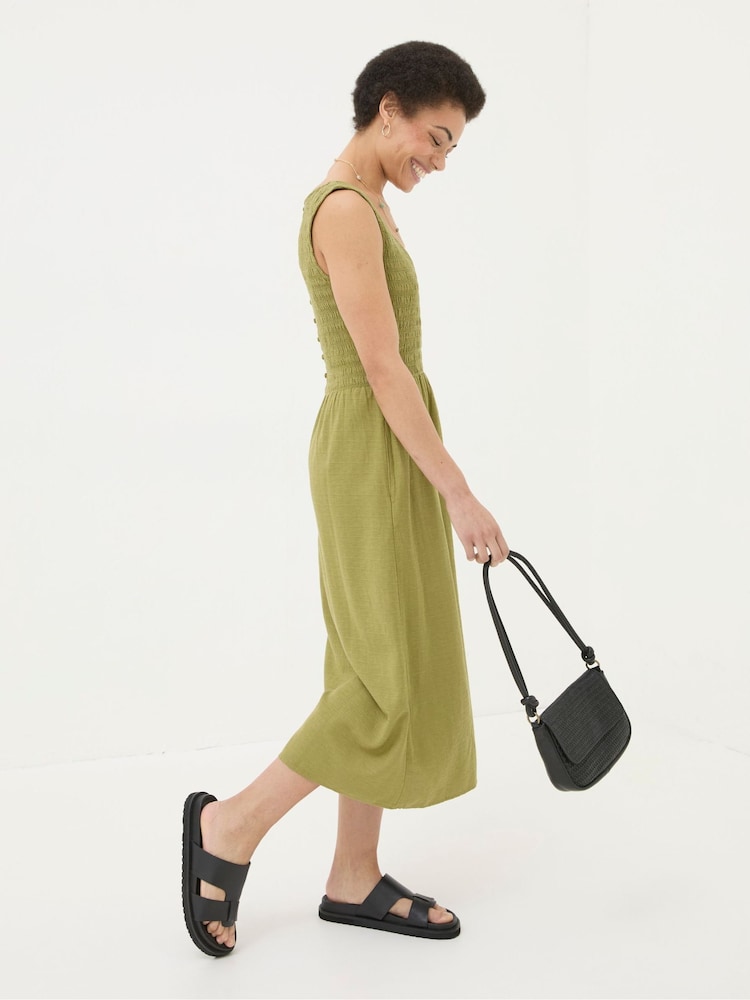 FatFace Aria Green Midi Dress - Image 1 of 5