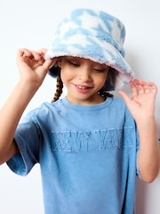 Blue/Ecru Borg Bucket Hat (1-16yrs) - Image 3 of 9