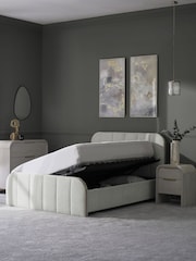 Tweedy Plain Light Grey Mia Upholstered Ottoman Storage Bed Frame - Image 3 of 9