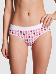 Victoria's Secret PINK Optic White Strawberry Print Cotton Logo Hipster Knickers - Image 1 of 3