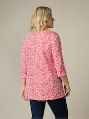 Live Unlimited Red Curve Sprig Print Cotton Slub Relaxed Tunic - Image 4 of 8