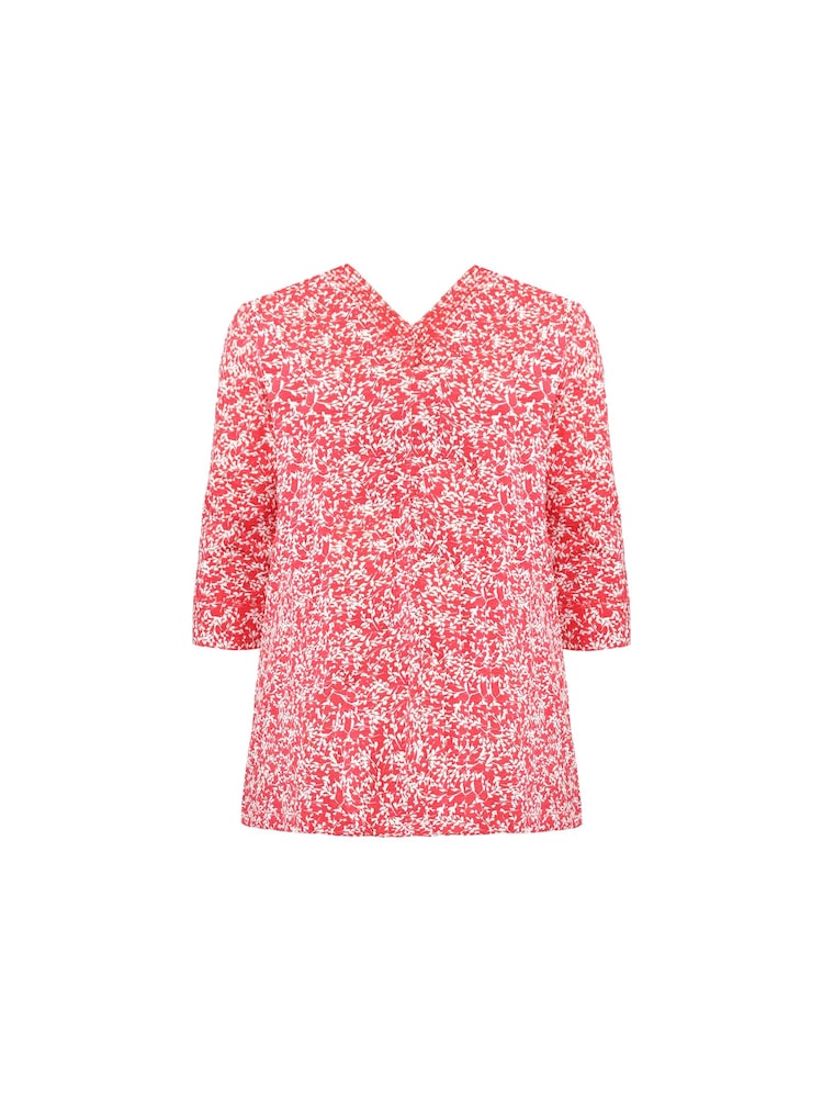 Live Unlimited Red Curve Sprig Print Cotton Slub Relaxed Tunic - Image 8 of 8
