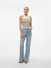 VERO MODA Cream Knitted Halter Neck Stripe Vest Top - Image 3 of 6