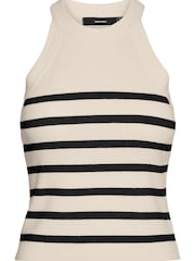 VERO MODA Cream Knitted Halter Neck Stripe Vest Top - Image 6 of 6