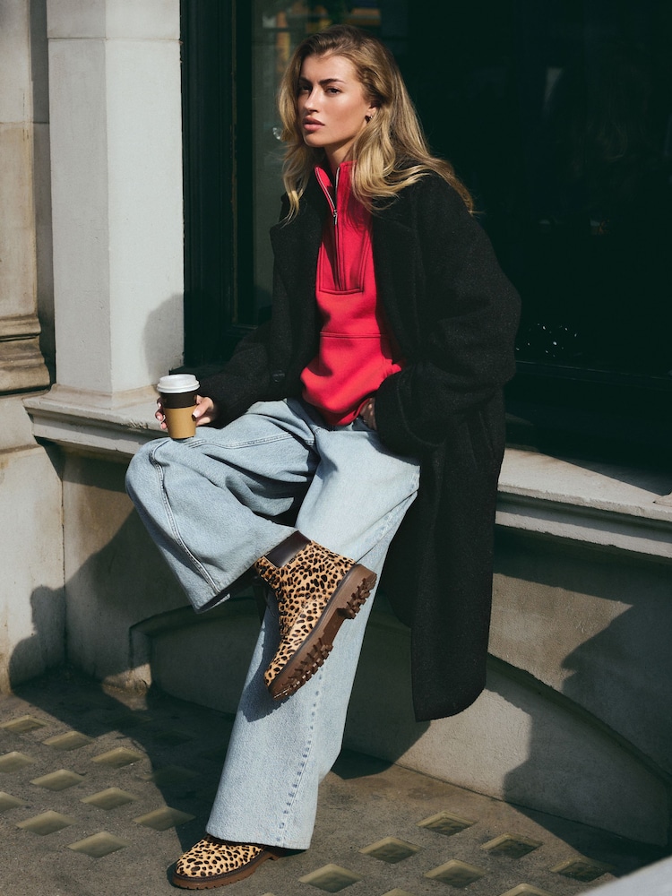 Leopard Extra Wide Fit Forever Comfort® Lace-Up Collared Boots - Image 2 of 7