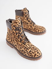 Leopard Extra Wide Fit Forever Comfort® Lace-Up Collared Boots - Image 5 of 7