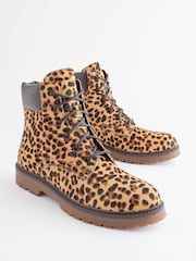 Leopard Extra Wide Fit Forever Comfort® Lace-Up Collared Boots - Image 6 of 7