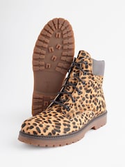 Leopard Extra Wide Fit Forever Comfort® Lace-Up Collared Boots - Image 7 of 7