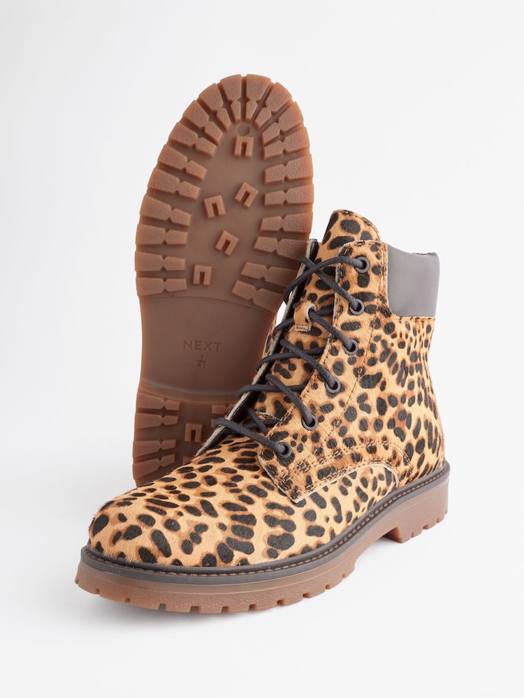 Leopard Extra Wide Fit Forever Comfort® Lace-Up Collared Boots - Image 7 of 7
