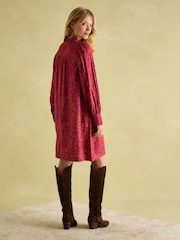 Joules Rosette Red Floral Printed Dress with Pie Crust Neck - Image 2 of 7