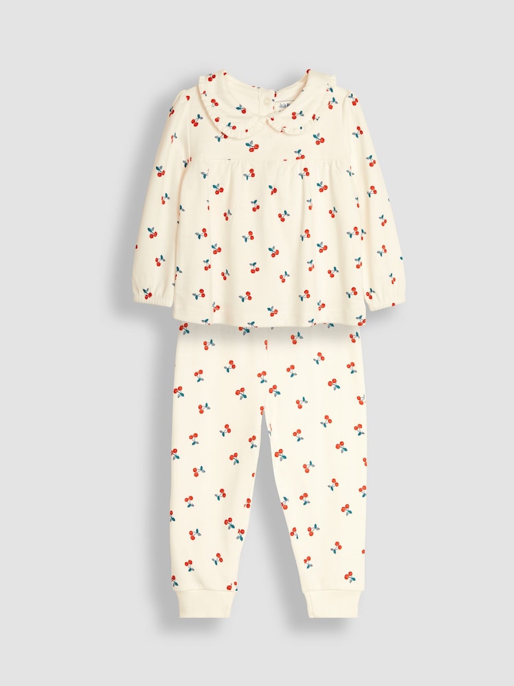 JoJo Maman Bébé Cream Pretty Cherry Pyjamas - Image 1 of 5
