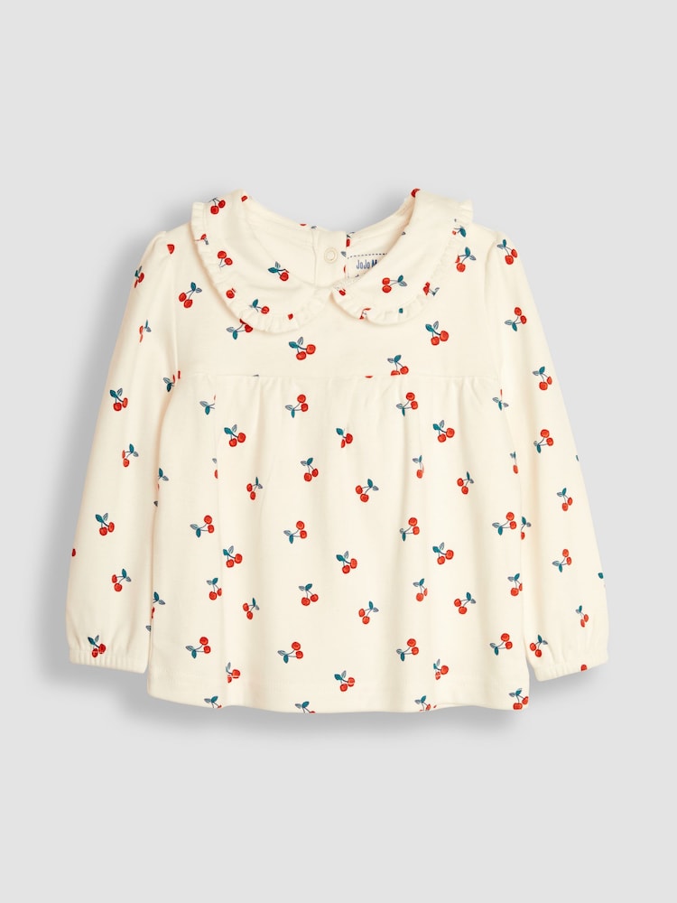 JoJo Maman Bébé Cream Pretty Cherry Pyjamas - Image 2 of 5