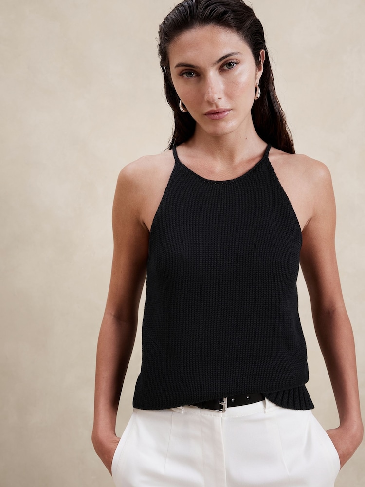 Banana Republic Black Cotton Silk Sweater Tank Top - Image 1 of 1