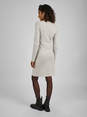JoJo Maman Bébé Grey and Ecru Cream Ribbed Mini Maternity & Nursing Dress - Image 2 of 4