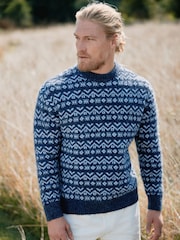 Charcoal Grey/White Relaxed Fit Brushed Crew Jumper - Image 1 of 7
