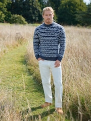 Charcoal Grey/White Relaxed Fit Brushed Crew Jumper - Image 2 of 7
